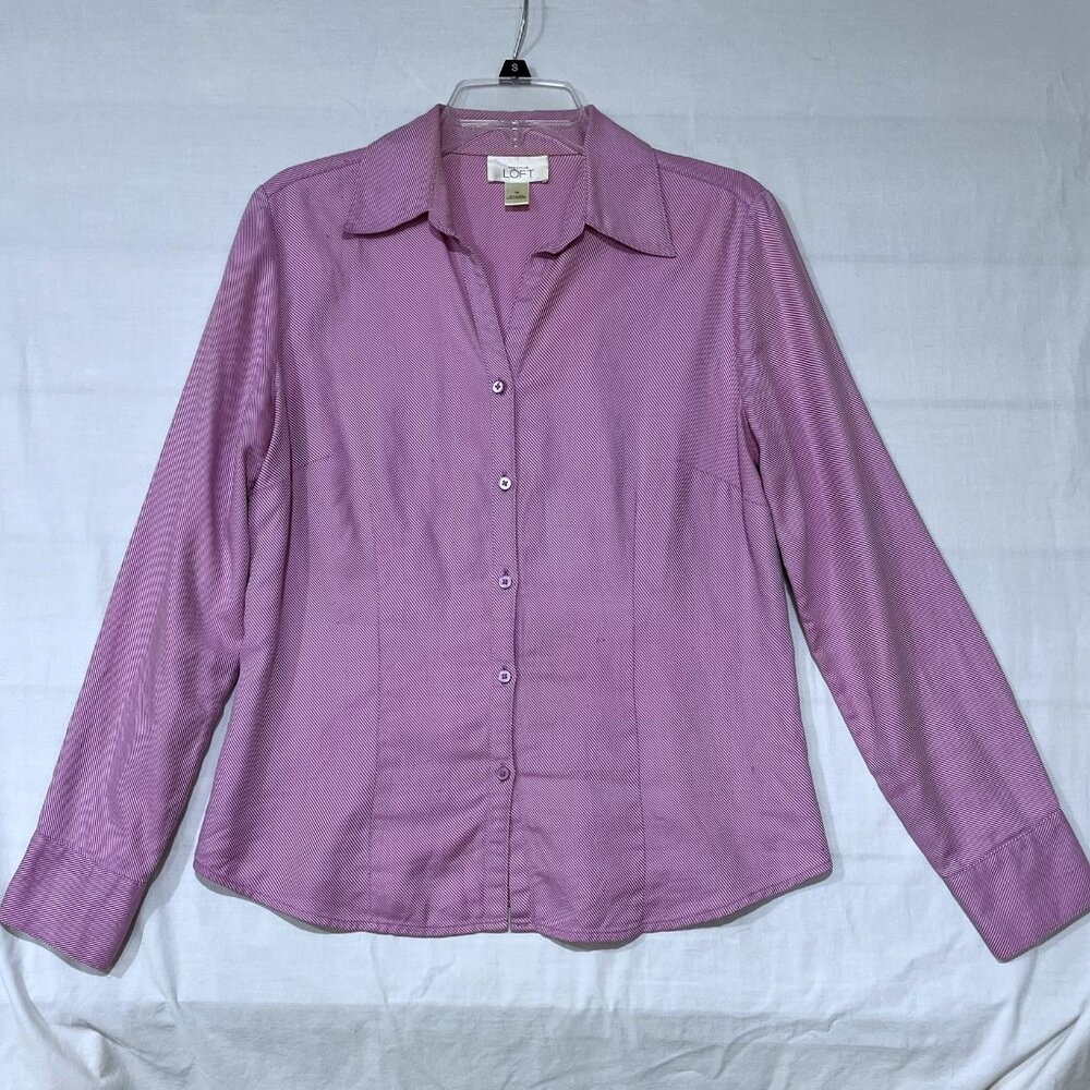 Ann Taylor Loft Shirt - Women Size 10 – Pink Striped Blouse